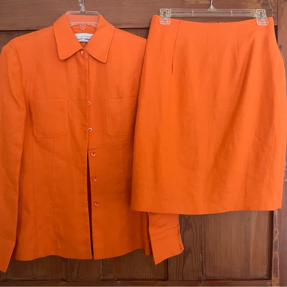 Elliott Lauren Dresses & Skirts - VTG USA Elliot Lauren Solid Orange Linen Suit 6